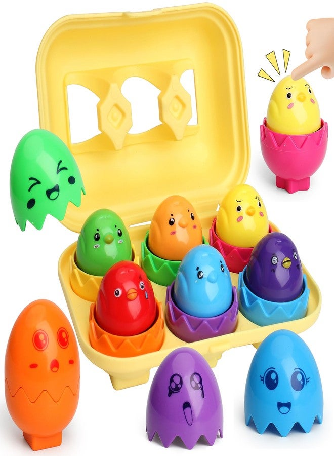 MOONTOY Toddler Toys Matching Egg Toys for Toddlers 1-3 Eggs Learning Montessori Toys Educational Color, Shapes and Sorting Recognition Skills Puzzle Matching Games for Kid Baby Boy Girl Easter Gift - Image 1